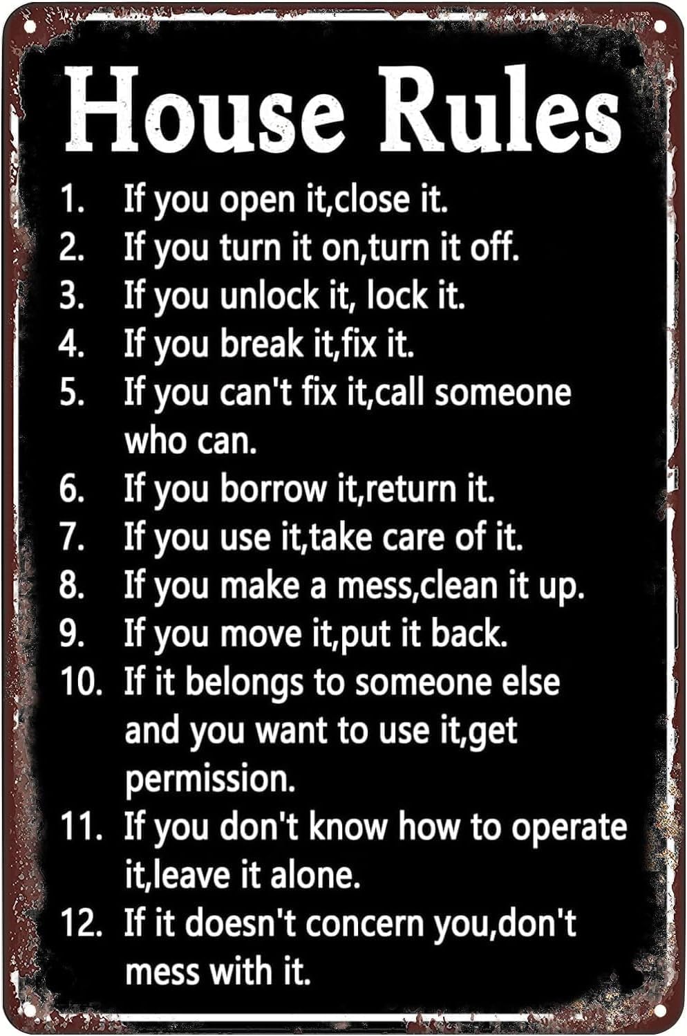 Yard Sign Blank - House Rules Vintage Metal Sign If