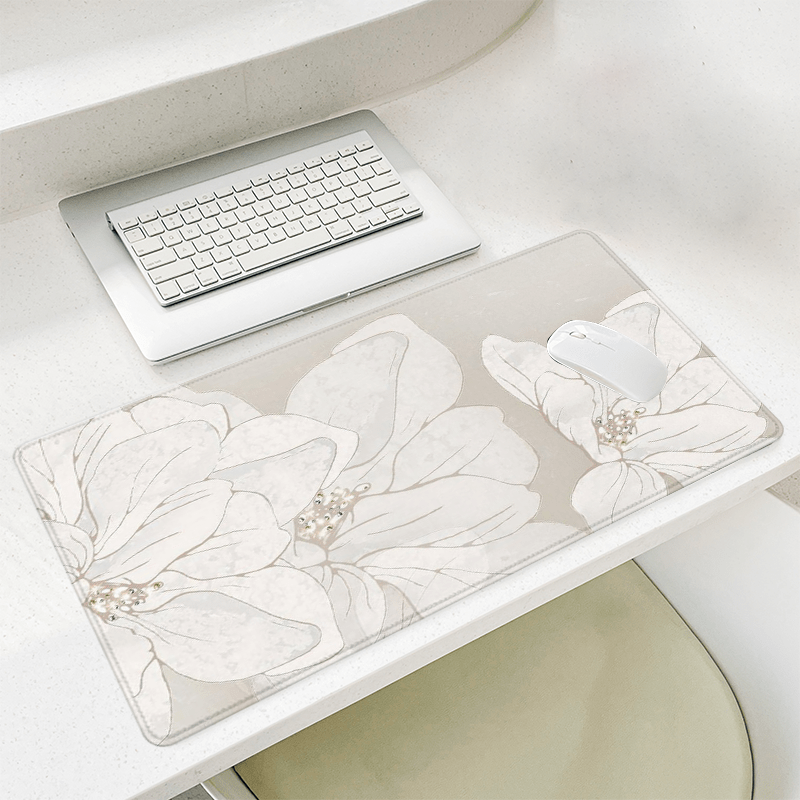 Elegant White Lily Mouse Pad,  - Mouse Pad Blank Sublimation ulasan dan harga