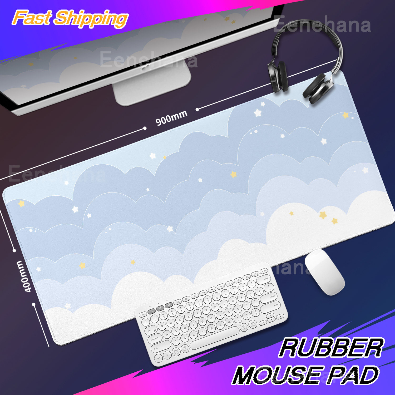 Light Blue Pink Clouds Desk Ma - Mouse Pad Blank Sublimation ulasan dan harga