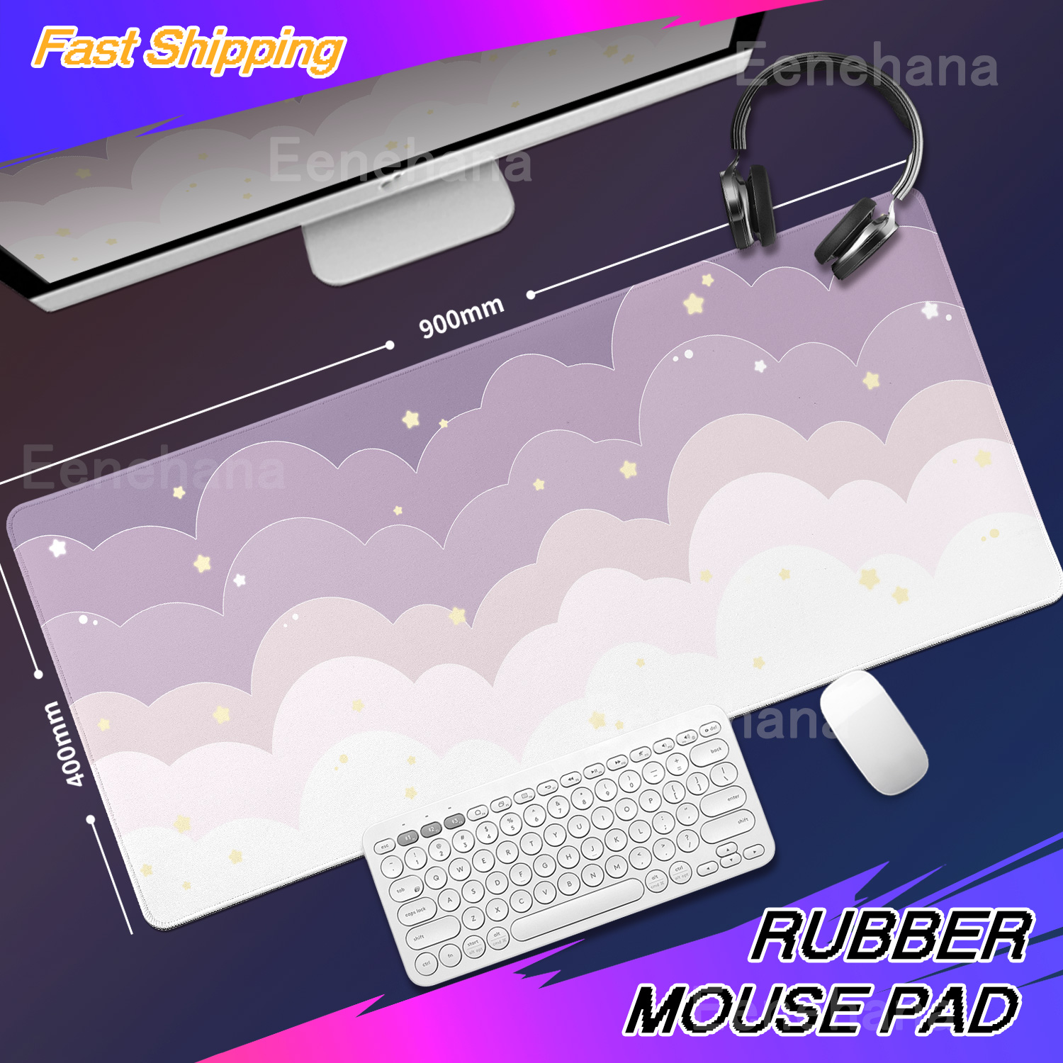 Light Blue Pink Clouds Desk Ma - Mouse Pad Blank Sublimation ulasan dan harga
