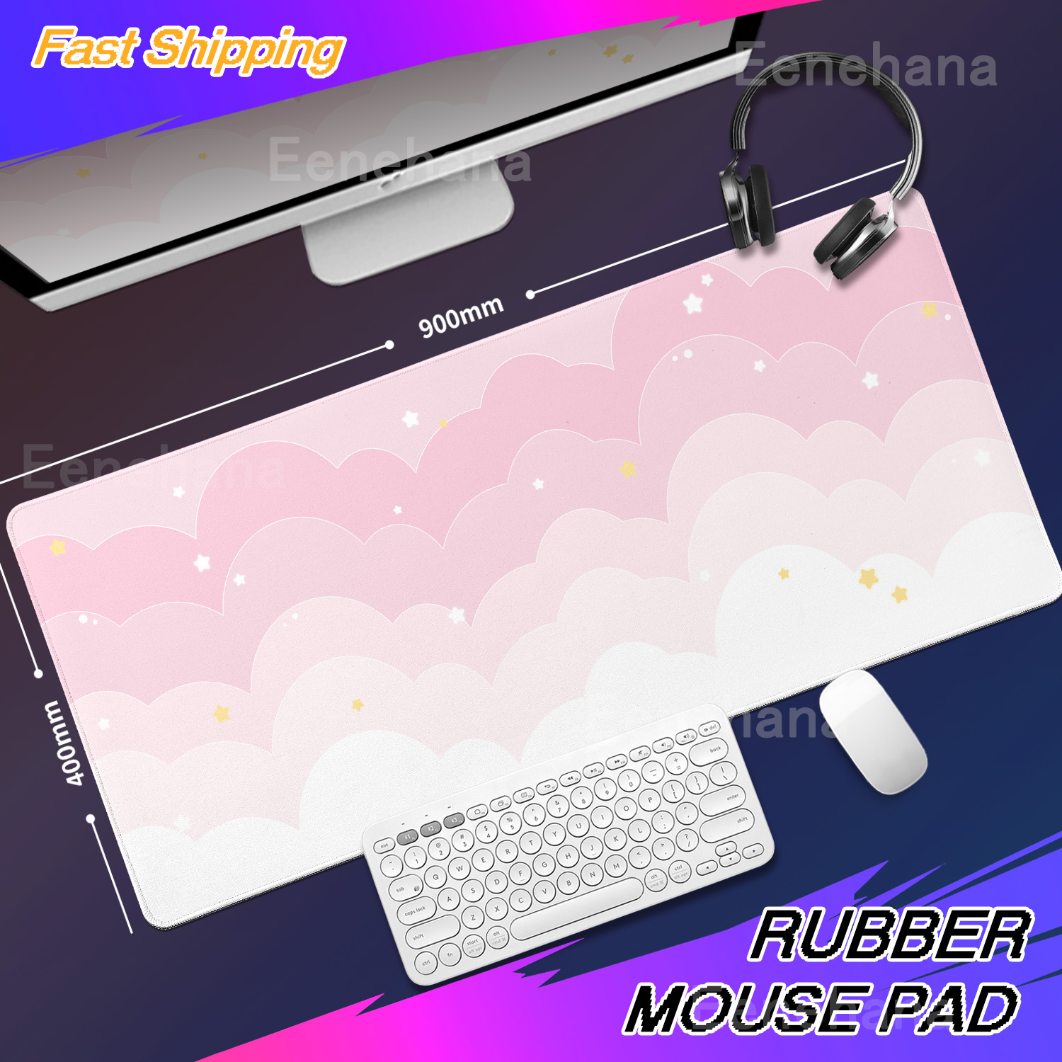 Light Blue Pink Clouds Desk Ma - Mouse Pad Blank Sublimation ulasan dan harga